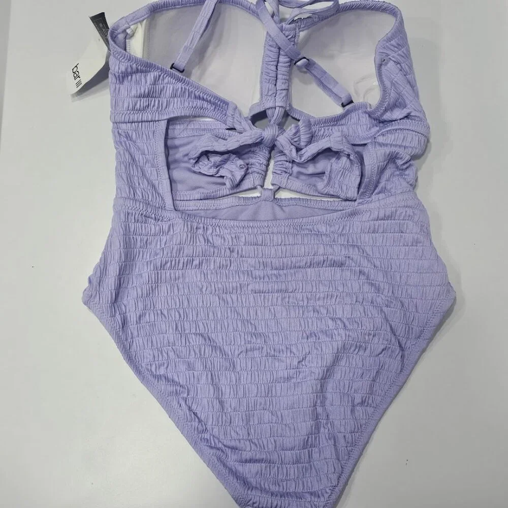 Bar III Pucker up Textured Key Lavender Haze One-Piece Swimsuit